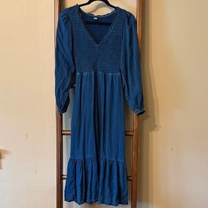 Old Navy Deep Blue Long Sleeve Denim Dress